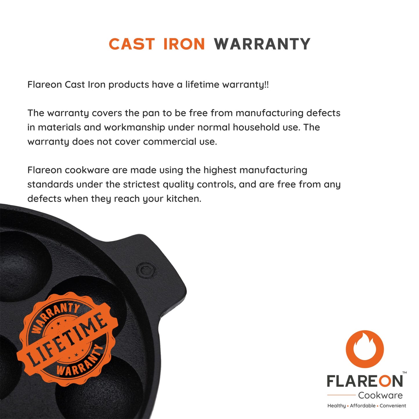 FlareOn Cast Iron 9 Pit Paniyaram/Appe Pan