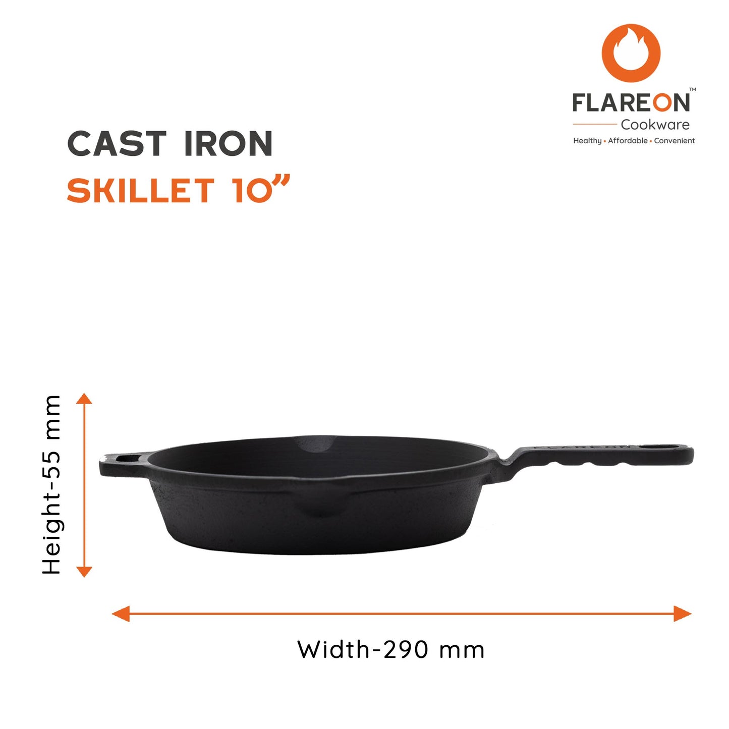 FlareOn Cast Iron Skillet - 10 Inch