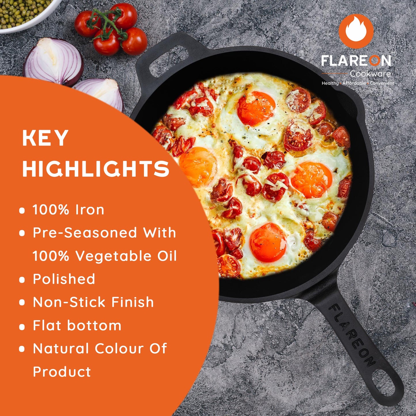 FlareOn Cast Iron Skillet - 10 Inch