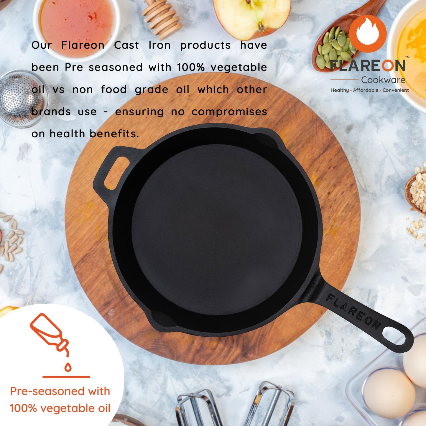FlareOn Cast Iron Skillet - 10 Inch