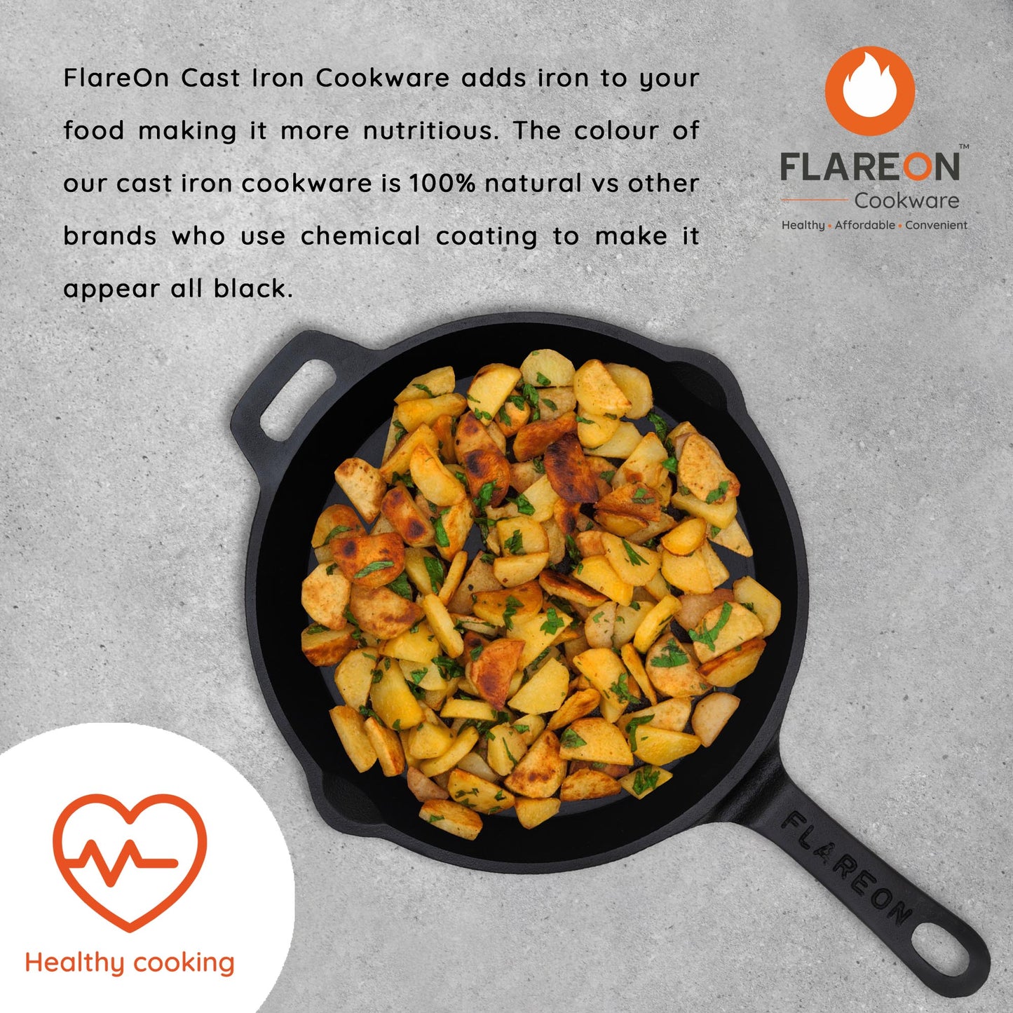 FlareOn Cast Iron Skillet - 10 Inch