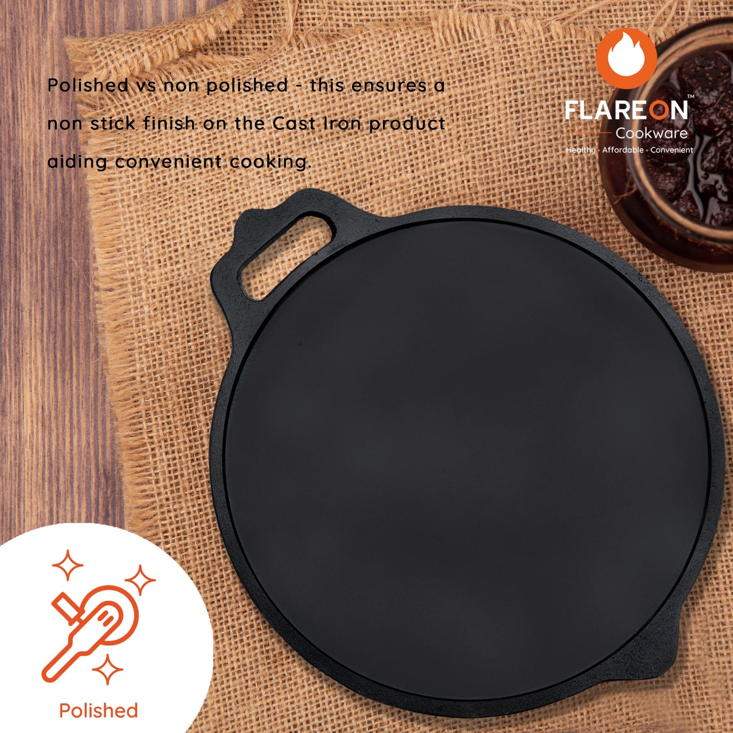 FlareOn Cast Iron Dosa Tawa - 11 Inch