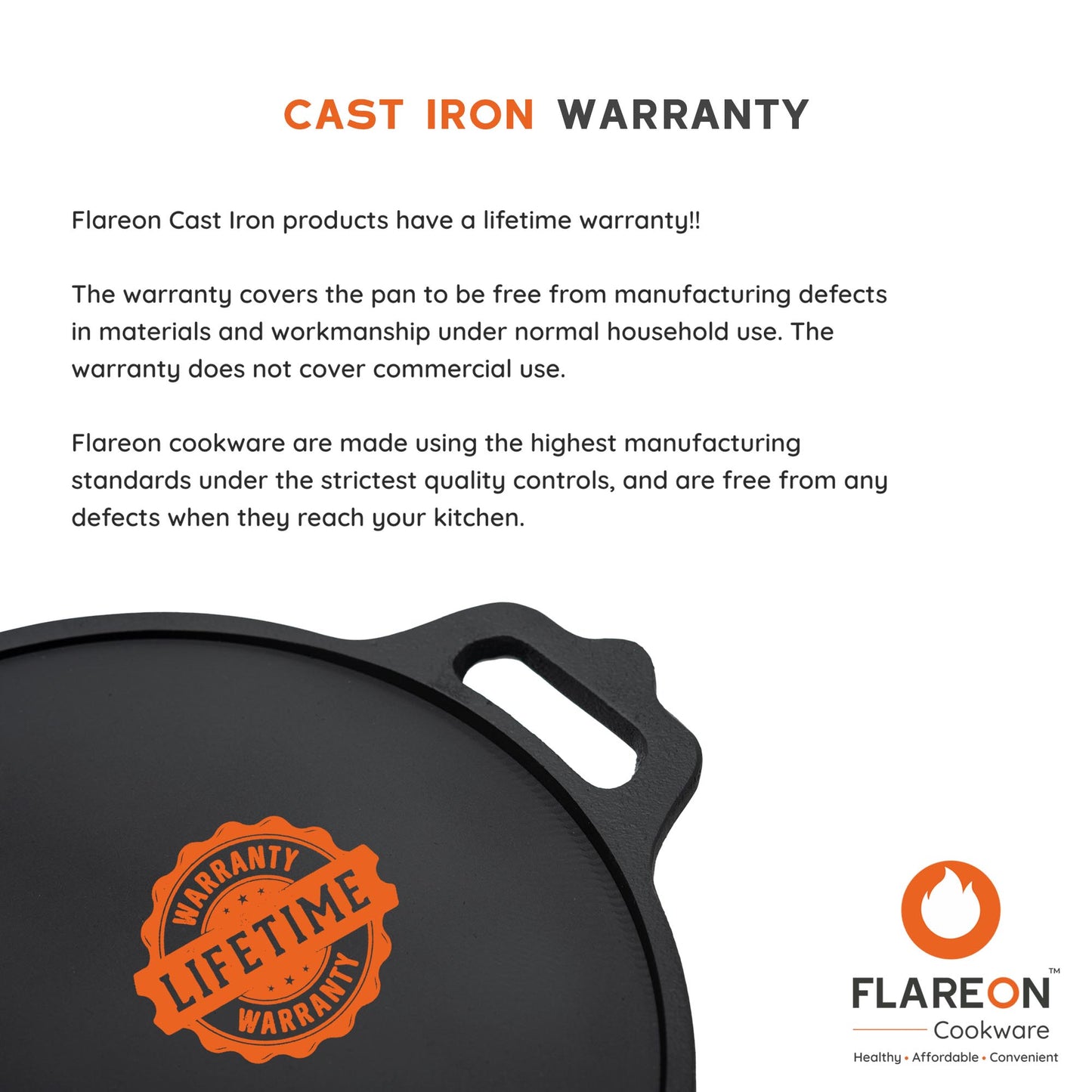 FlareOn's Cast Iron Dosa Tawa 11 Inch- Cast IronWarranty