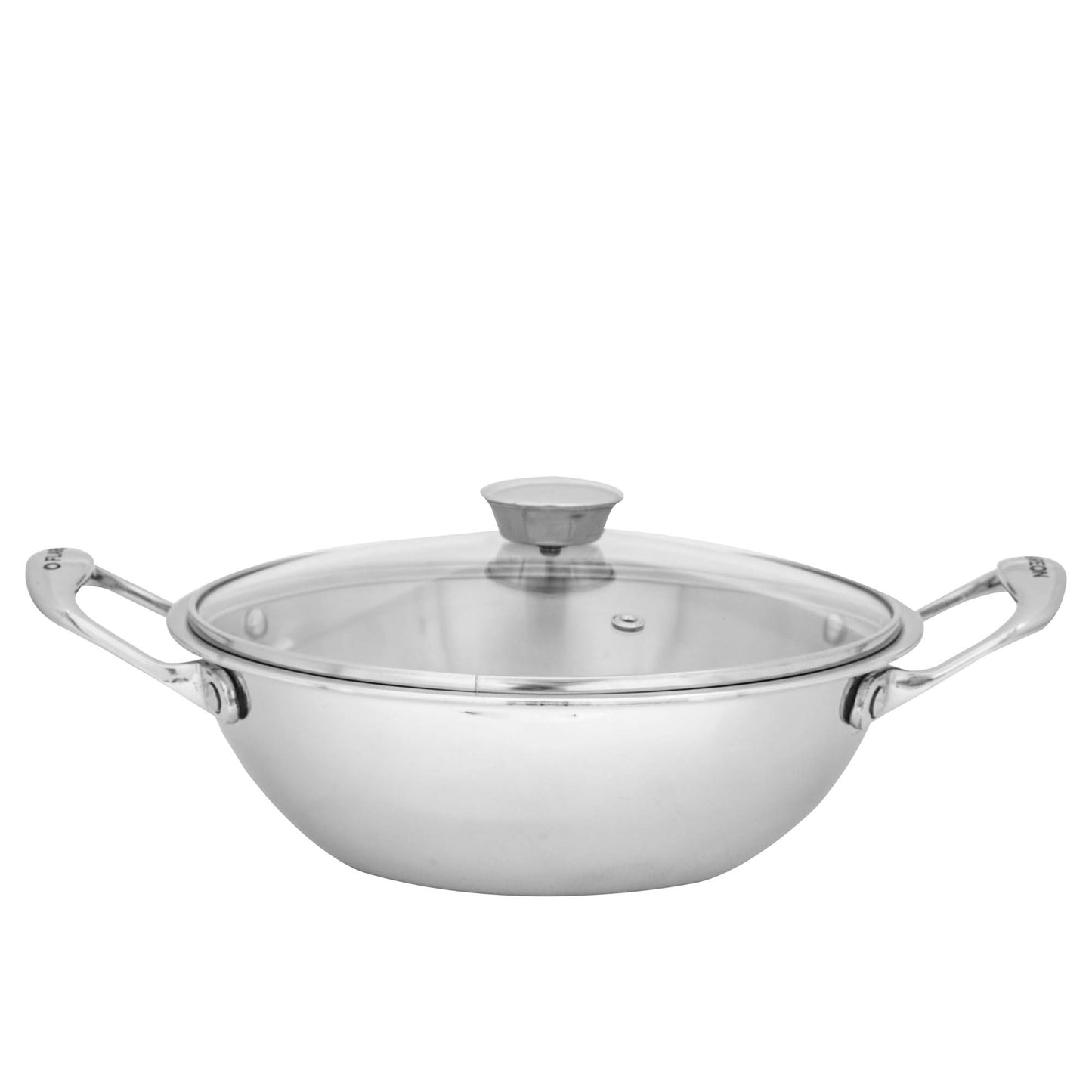 FlareOn's TriPly Stainless Steel Kadai With Glass Lid 24 Cm