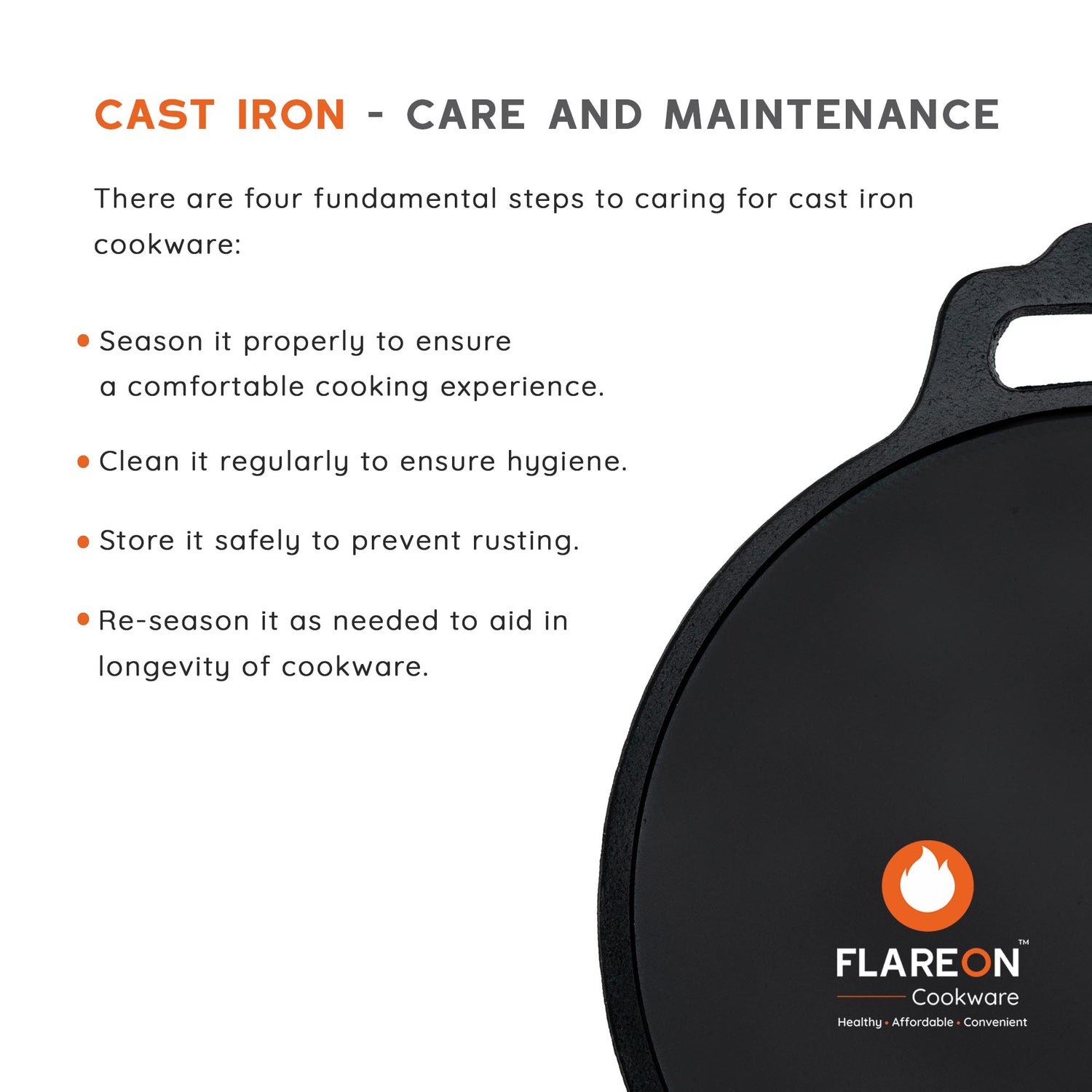 FlareOn's Cast Iron Dosa Tawa 11 Inch- Care and Maintenance