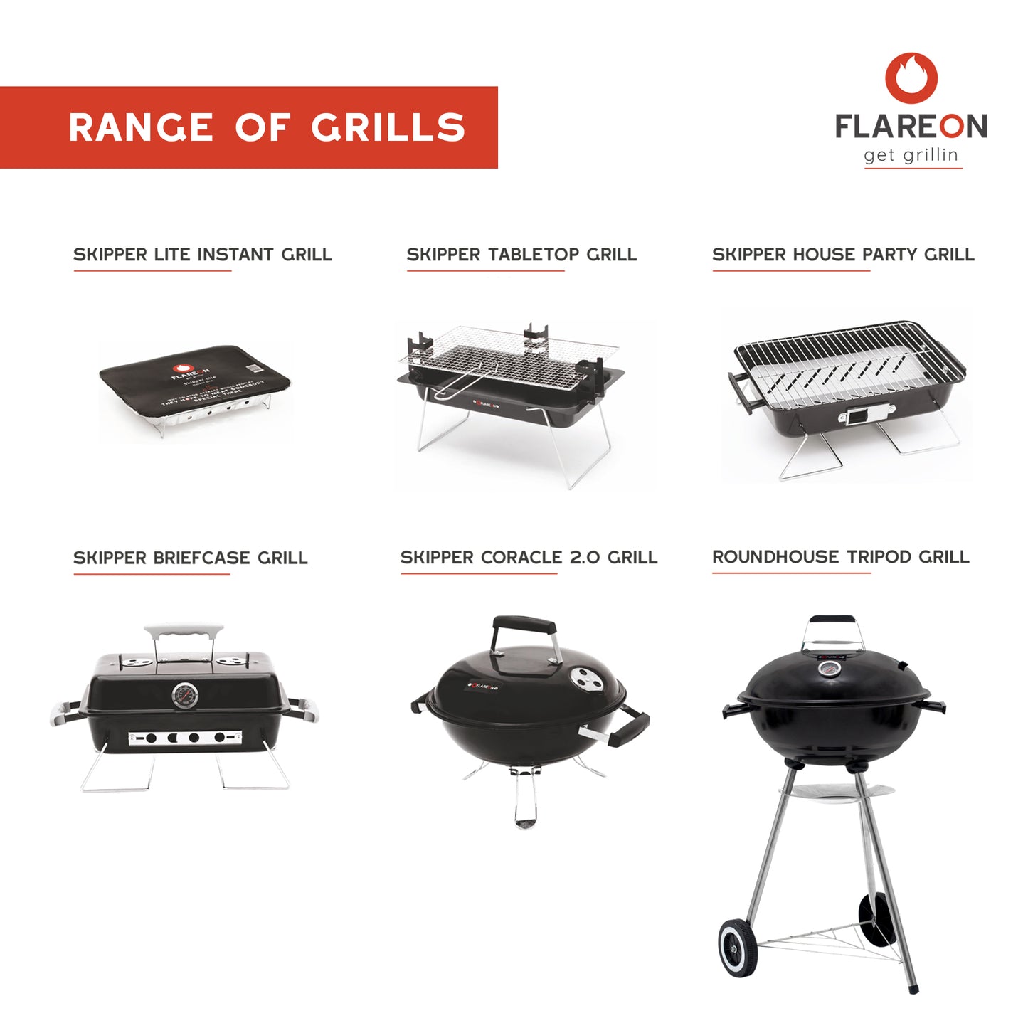 FlareOn's Flat & Fat BBQ Spears- Range of Grills