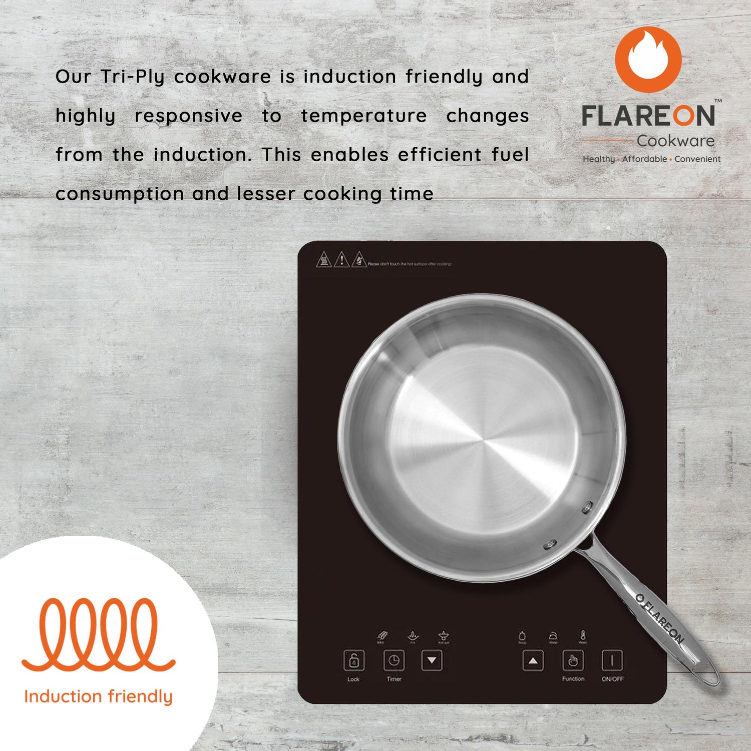FlareOn's TriPly Stainless Steel Fry Pan 22 Cm- Induction Friendly
