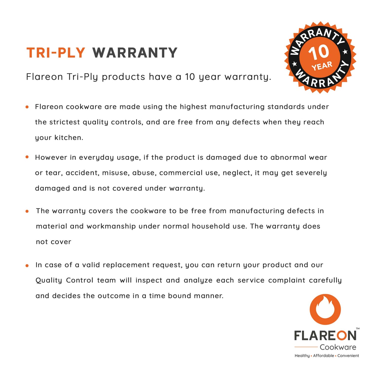 FlareOn's TriPly Stainless Steel Kadai With Glass Lid 24 Cm- TriPly Warranty
