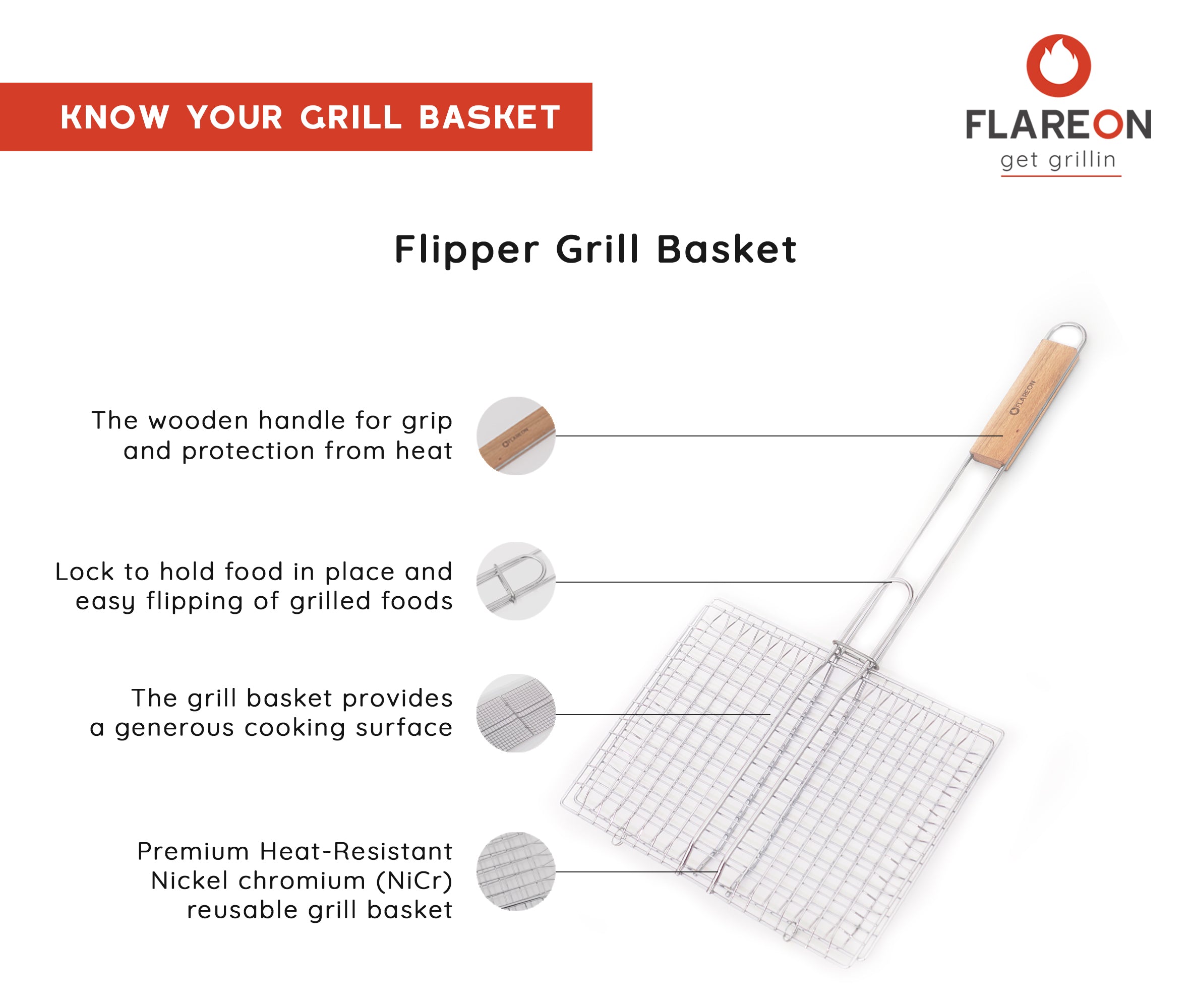Flipper Grill Basket FlareOn BBQ